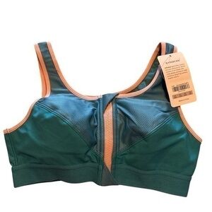 SYROKAN Women's Zip Front High Impact Wireless Racerback Sports Bra - 34B
